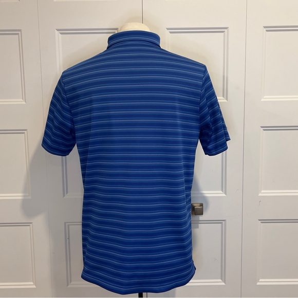 Reebok Golf PlayDry Athletic Polo Shirt Mens Striped Blue Short Sleeve - Picture 3 of 6